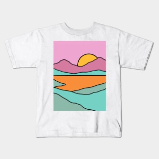 Retro 70s Landscape Sunset Kids T-Shirt